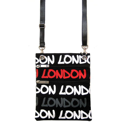 Original Robin Ruth Brand London Neck Pouch grey white and red on Black