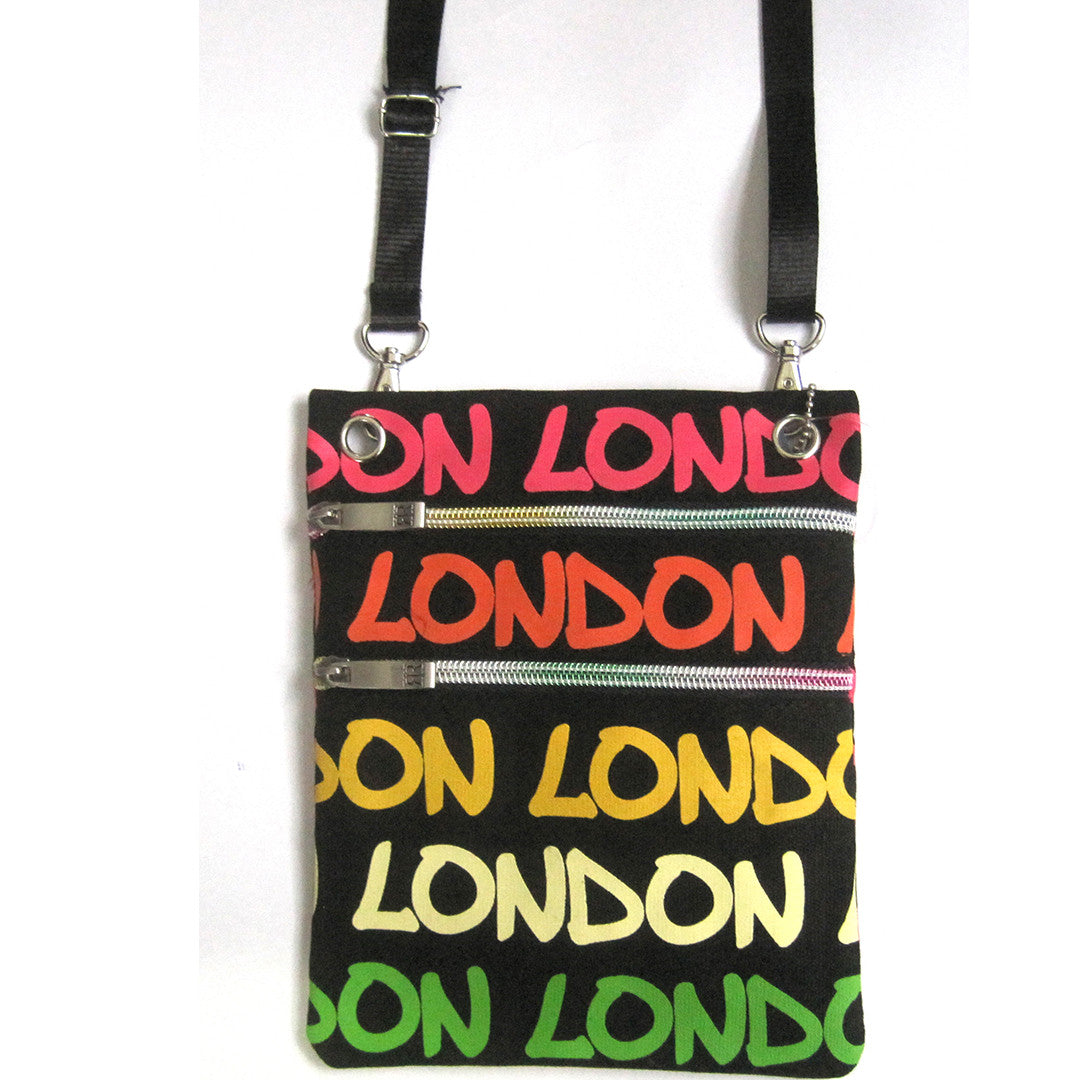 Original Robin Ruth Brand London Neck pouch pink yellow on black