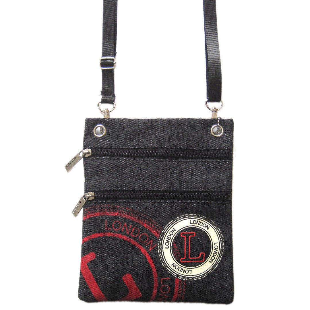 Original Robin Ruth Brand London Stamp Neck Pouch London Black & red