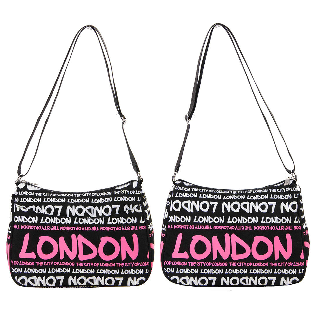 STYLISH LONDON SHOULDER SLING BAG ORIGINAL BY ROBIN RUTH NEON BLACK WHITE PINK