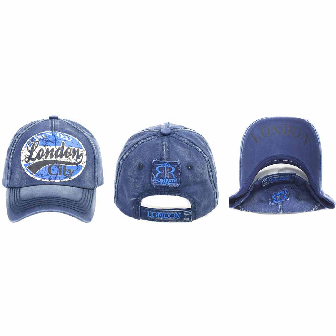 Original Robin Ruth Brand London Wanted logo Baseball cap Black-royal blue