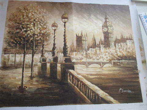 Beautiful  Abstract Landscape London Tower Bridge Oil Painting On Canvas-UNFRAMED