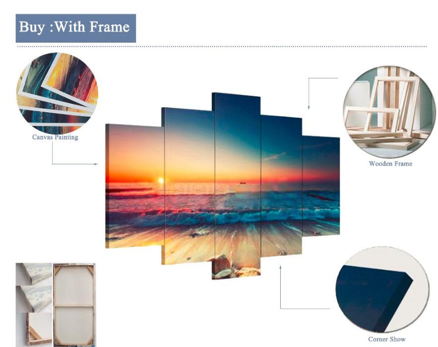 5 Pieces London City Buildings from  River Thames  at Sunset Canvas Print - London Art and Souvenirs