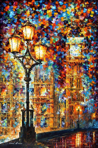 LONDON BUS AND BIG BEN OIL PAINTING
