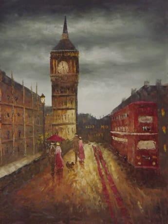 London scene on Thick Canvas, oil or acrylic colors unframed