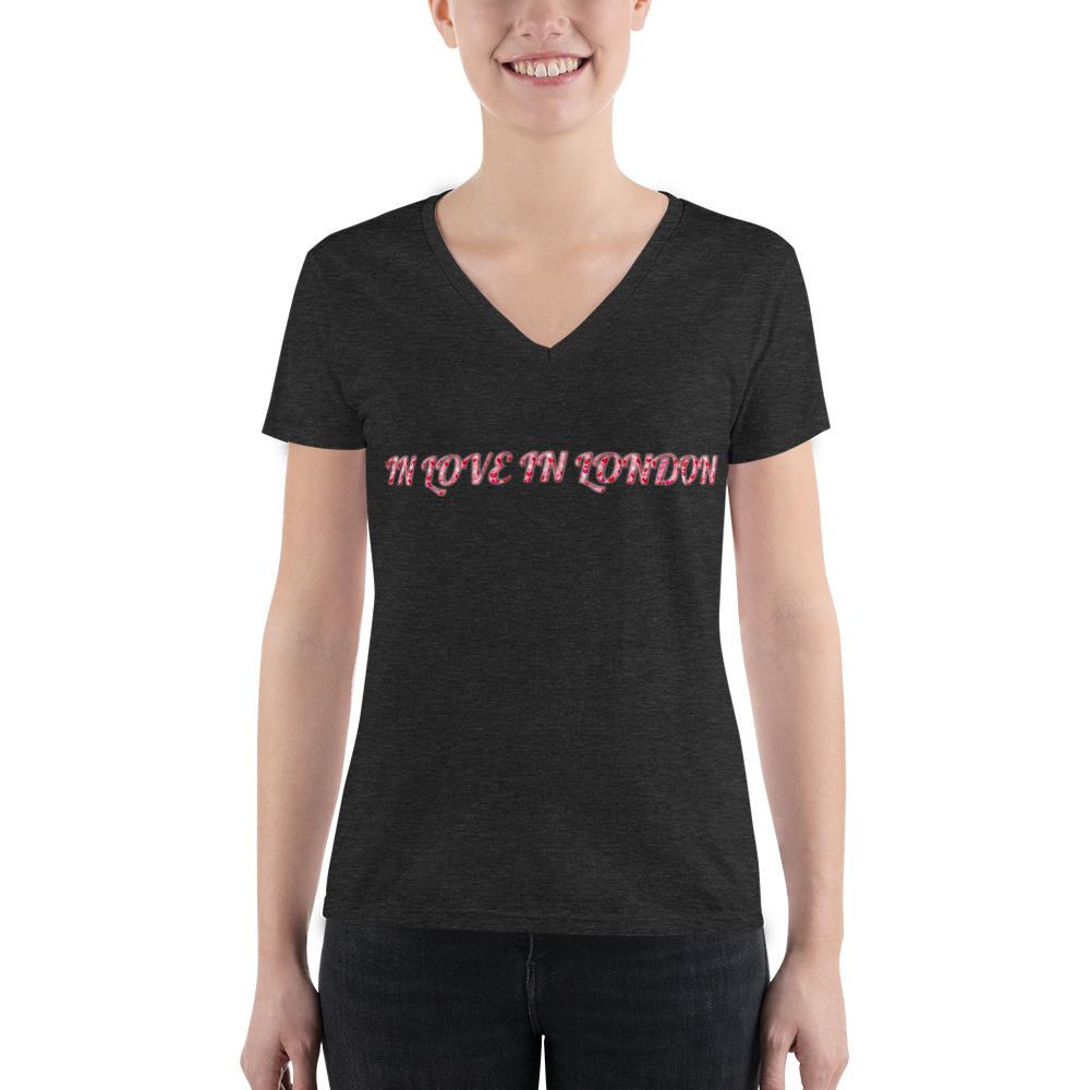IN LOVE IN LONDON Women's Fashion Deep V-neck Tee