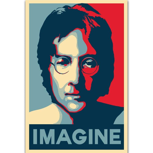 John lennon  Poster Print  on Art Silk Light Canvas - London Art and Souvenirs