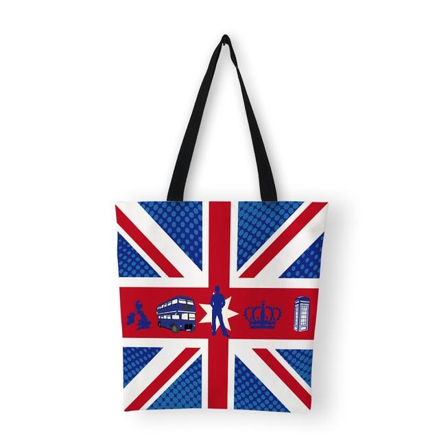 Women's  Canvas Shoulder Tote Bag Union Jack design - London Art and Souvenirs