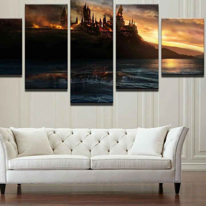 HARRY POTTER 5 PANEL HOGWALTS CANVAS ART PRINT