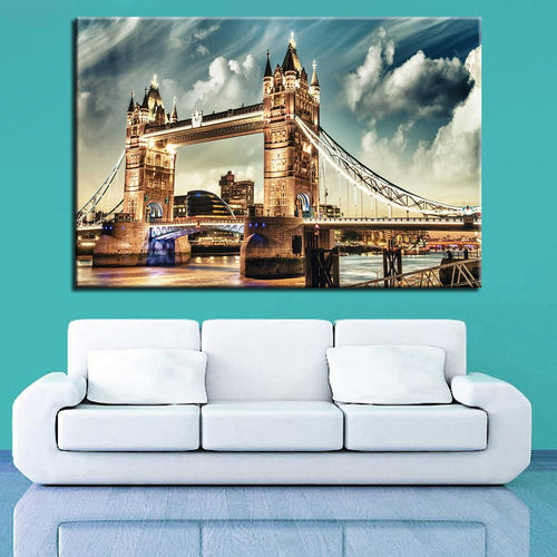 BEAUTIFUL HD CANVAS ART PRINT OF LONDON'S TOWER BRIDGE AT NIGHT-FRAMED O - London Art and Souvenirs