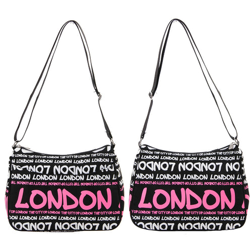 STYLISH LONDON SHOULDER SLING BAG ORIGINAL BY ROBIN RUTH  NEON BLACK WHITE PINK