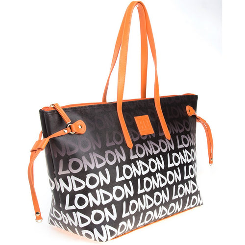 ELEGANT LONDON HANDBAG  BY ROBIN RUTH BRAND BLACK ORANGE - London Art and Souvenirs