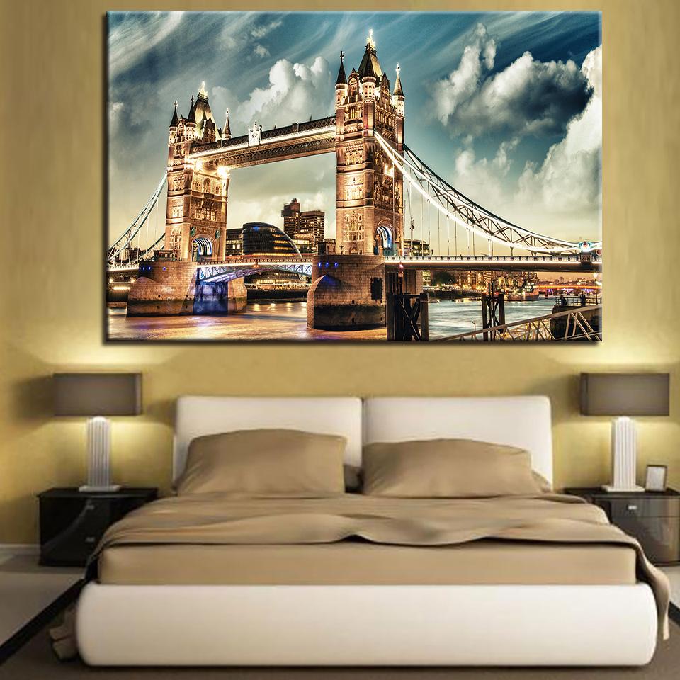 BEAUTIFUL HD CANVAS ART PRINT OF LONDON'S TOWER BRIDGE AT NIGHT-FRAMED O - London Art and Souvenirs