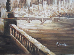 BIG BEN AND THE RIVER THAMES OIL PAINTING  SIGNED BY ARTIST UNFRAMED - London Art and Souvenirs