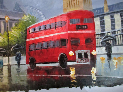LONDON BUS AND BIG BEN OIL PAINTING - London Art and Souvenirs