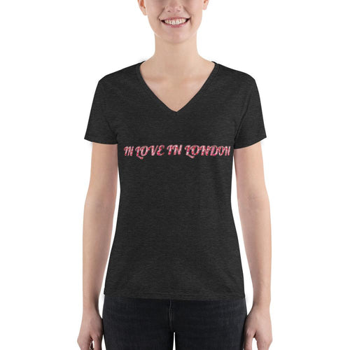 IN LOVE IN LONDON Women's Fashion Deep V-neck Tee - London Art and Souvenirs