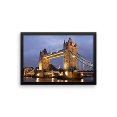 TOWER BRIDGE LONDON NIGHT SCENE FRAMED PHOTO PRINT - London Art and Souvenirs