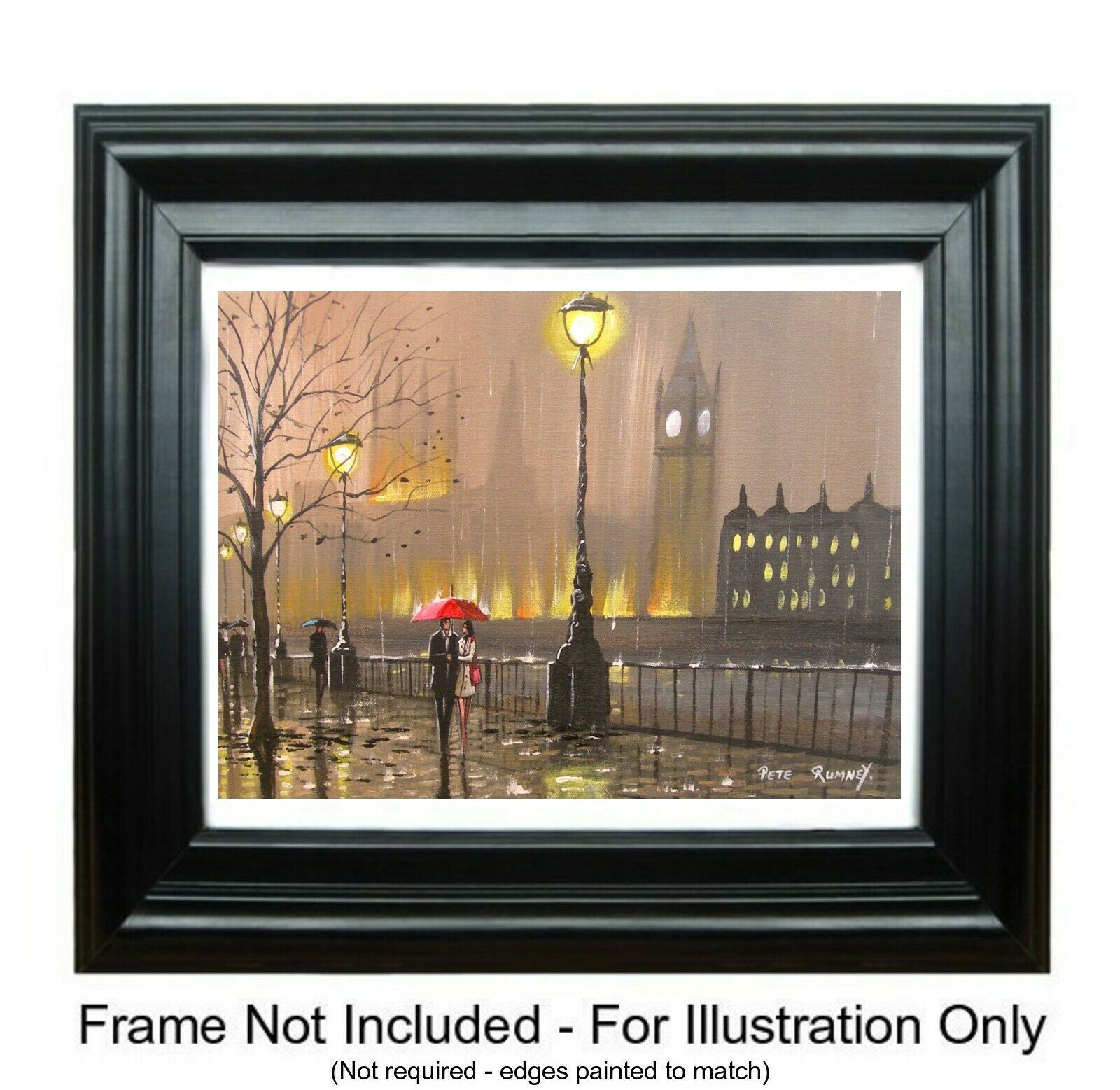 AN ORIGINAL CANVAS OIL PAINTING "A NIGHT IN THE LONDON RAIN" - London Art and Souvenirs