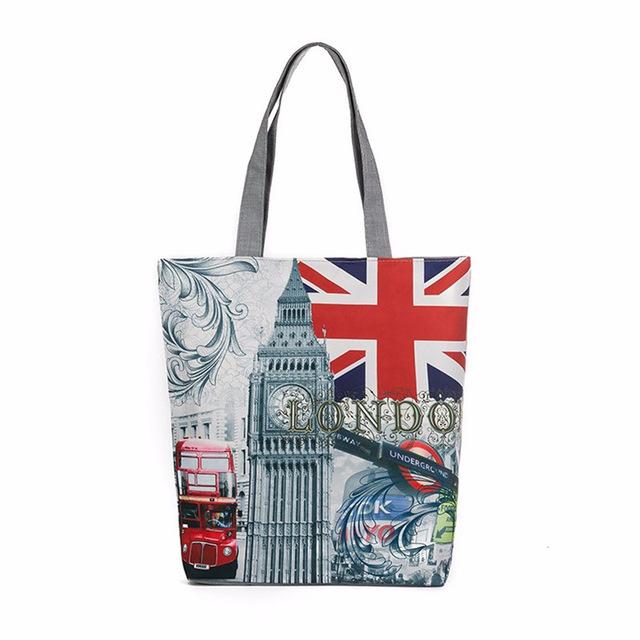 London  Canvas Tote Casual Beach Bags - London Art and Souvenirs