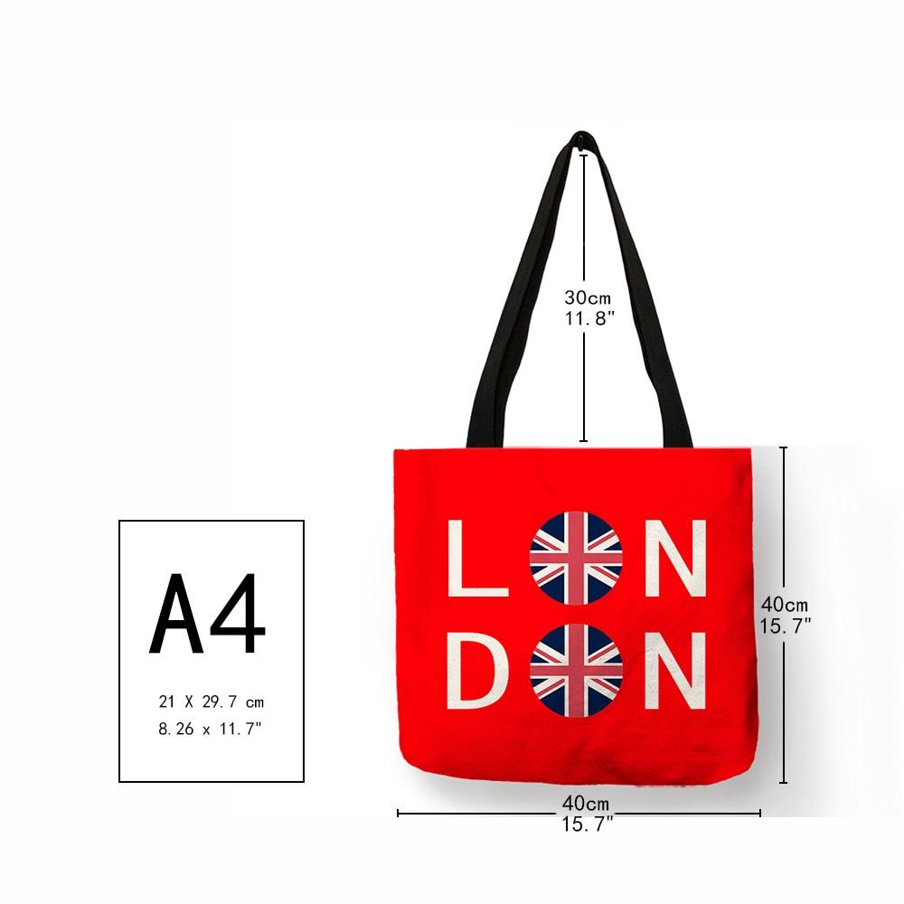 Bright Red Color Handmade Tote Bag  London Handbag - London Art and Souvenirs
